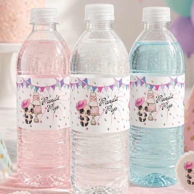 Panda in Pink Hat | Panda Pop Water Bottle Labels (Creator Uploaded)