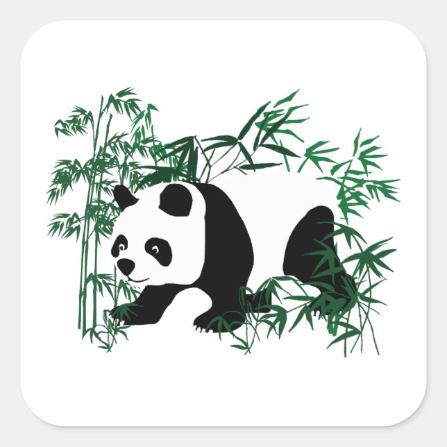 Panda in the Bamboo Forest Square Sticker (Front)