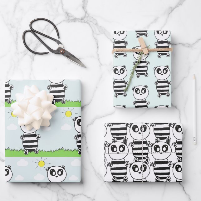 Panda Kids  Wrapping Paper Sheet (Front)