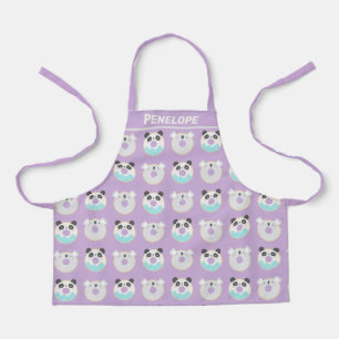 Panda Koala Kawaii Doughnut Pattern Personalised Apron