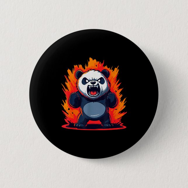 Panda Looking Angry Graphic Funny Panda Kawaii  6 Cm Round Badge (Front)