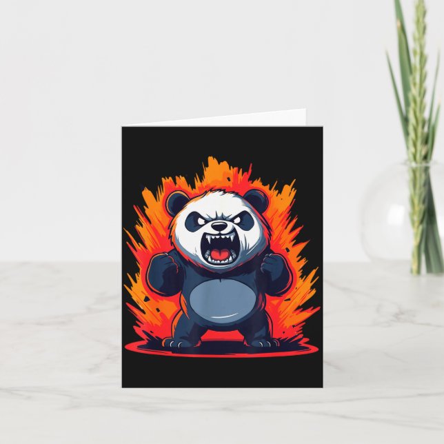 Panda Looking Angry Graphic Funny Panda Kawaii  Card (Front)