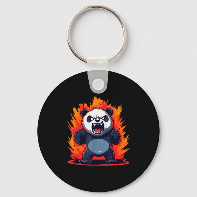Panda Looking Angry Graphic Funny Panda Kawaii  Key Ring (Front)