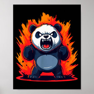 Panda Looking Angry Graphic Funny Panda Kawaii  Poster