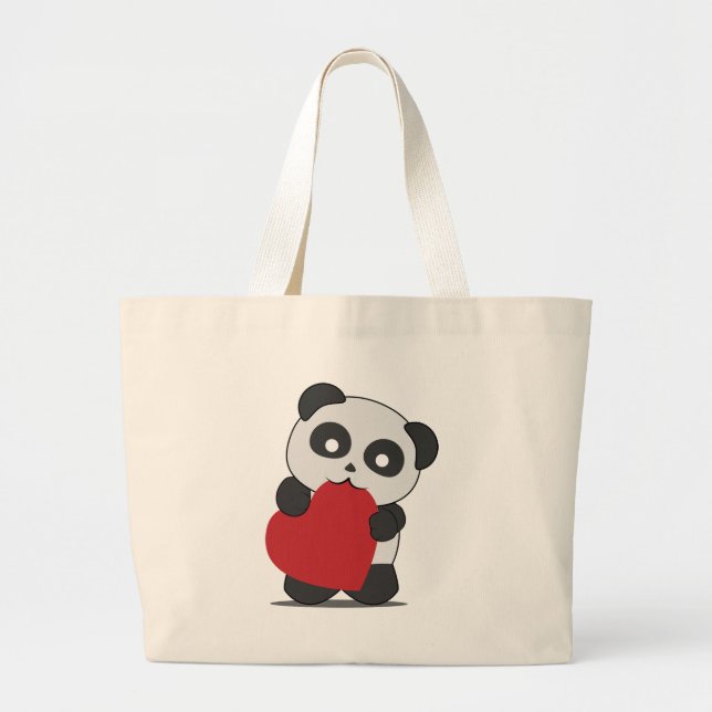 Panda love large tote bag (Front)
