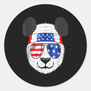 Panda Lover   American Panda Is Wearing Glasses Classic Round Sticker