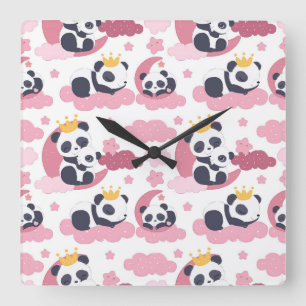 Panda Lover   I Am Nicknamed As Panda Square Wall Clock