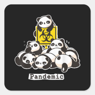 Panda Lovers   Cute Panda Funny Pandemic Square Sticker
