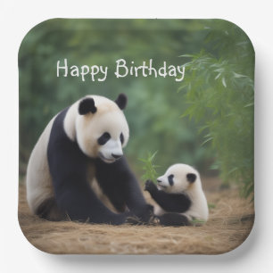 Panda Mama and Baby Paper Plate