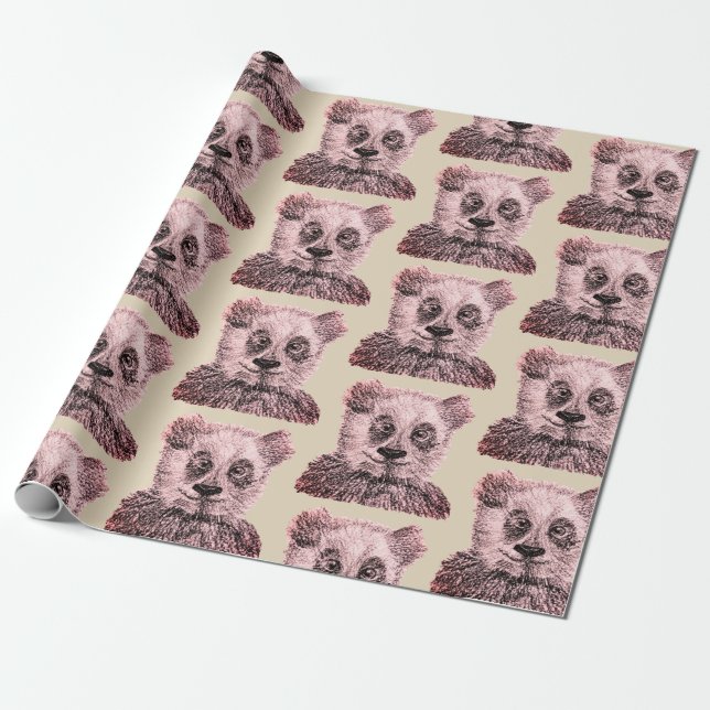 Panda Matte Wrapping Paper (Unrolled)