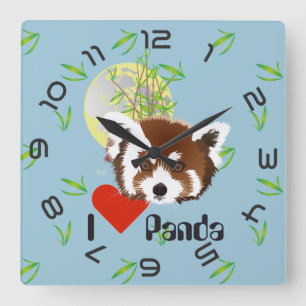 Panda Meeting Square Wall Clock