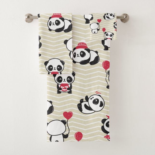 Panda Menagerie Bath Towel Set (Insitu)