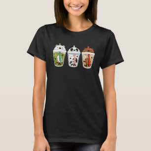 Panda Milk Tea Bears Milk Tea Animal Drinking Boba T-Shirt