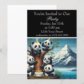 Panda-Monium Birthday Bash Invitation