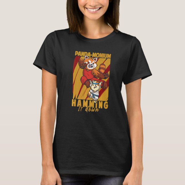 Panda Monium Hamming It Down  Red Panda  1 T-Shirt (Front)