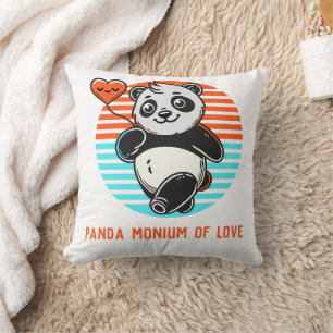 Panda Monium of Love Personalized Cushion
