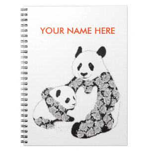Panda Mother & Baby Cub Spiral Notebook