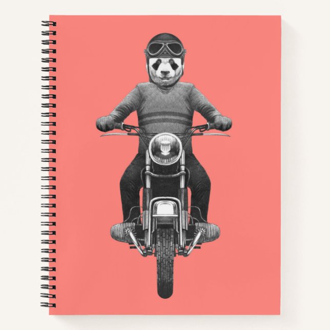 Panda Motorcyle Rider Notebook (Front)