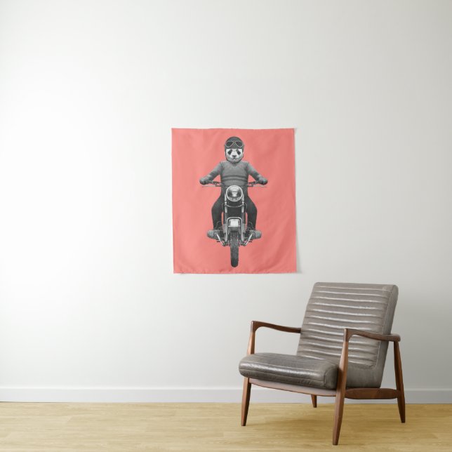 Panda Motorcyle Rider Tapestry (In Situ)