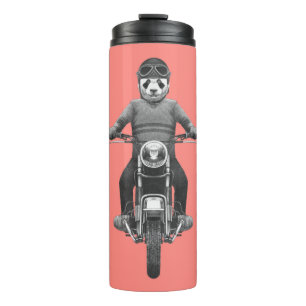 Panda Motorcyle Rider Thermal Tumbler