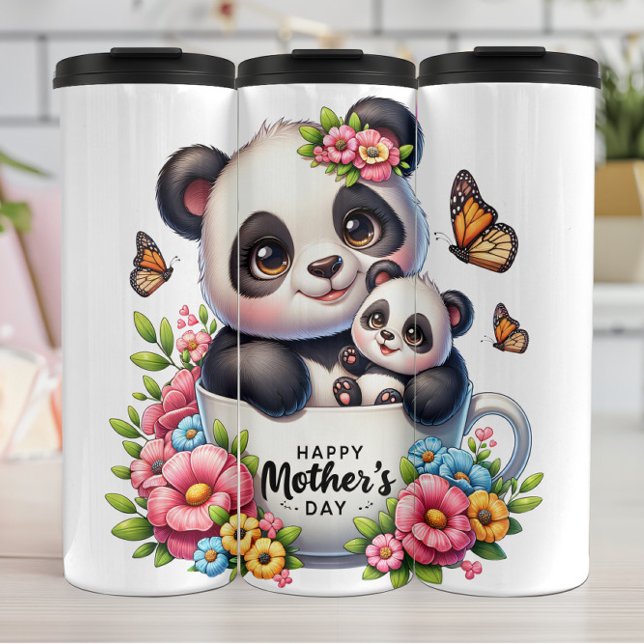 Panda Mum: Cub, Flowers, Mother's Day Thermal Tumbler (Creator Uploaded)