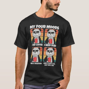 Panda My Four Moods Need Coffee Sleep Vacation Ali T-Shirt