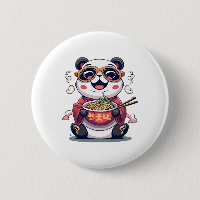 Panda Noodles 6 Cm Round Badge (Front)