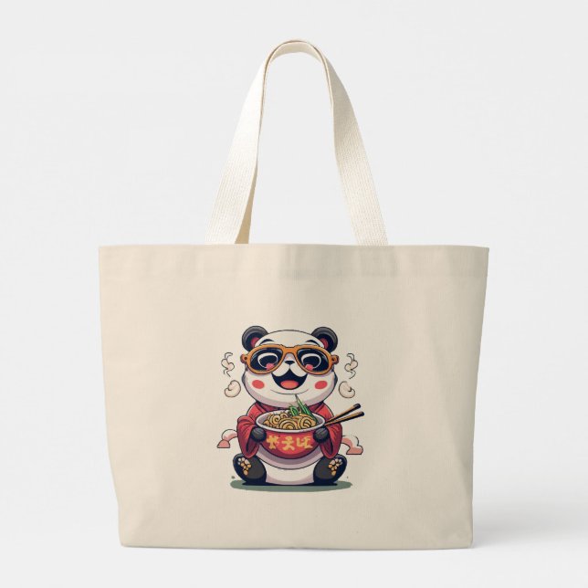 Panda Noodles Large Tote Bag (Back)