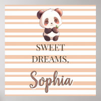 Panda Nursery Poster, Custom Name Wall Art