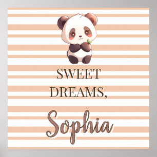 Panda Nursery Poster, Custom Name Wall Art