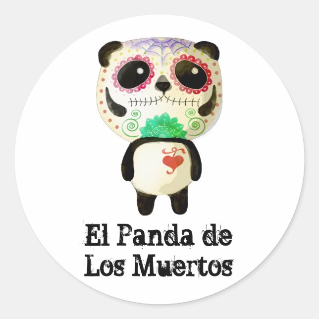 Panda of The Day of The Dead Classic Round Sticker (Front)