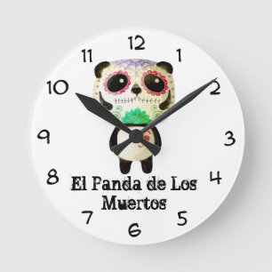 Panda of The Day of The Dead Round Clock