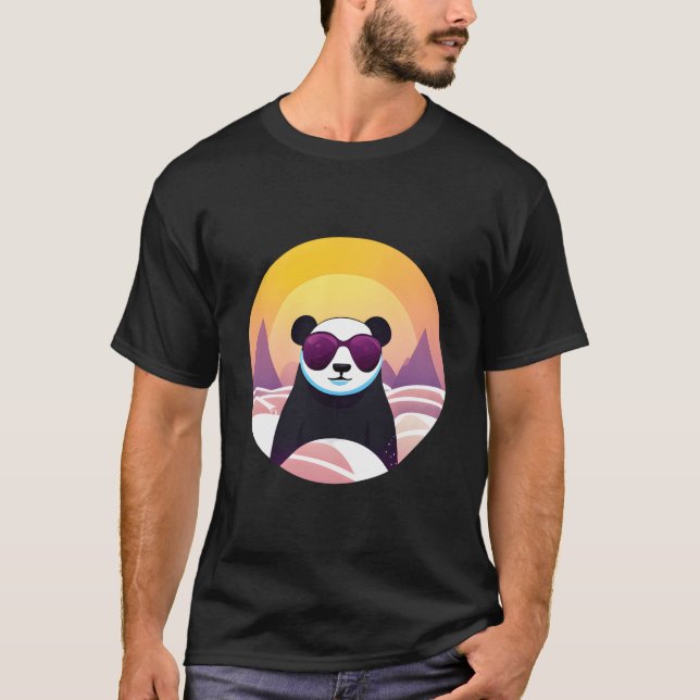 Panda On Vacation Wearing Sunglasses T-Shirt (Front)