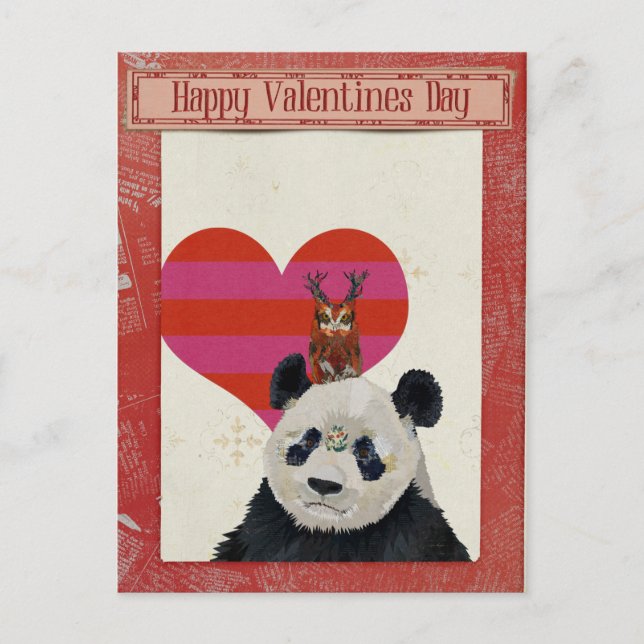 PANDA & OWL VALENTINE'S Postcard (Front)