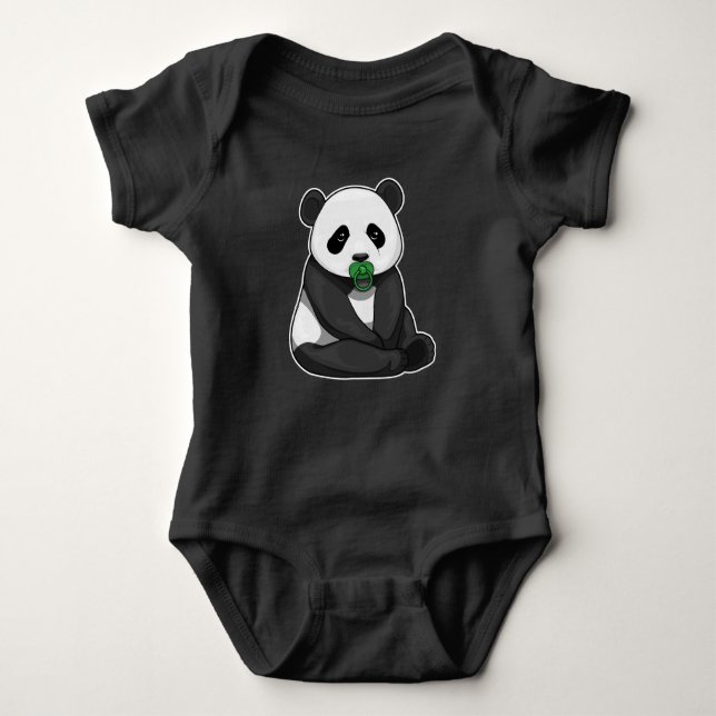 Panda Pacifier Baby Bodysuit (Front)
