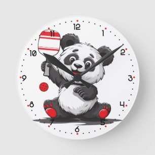 Panda Paddle Time Pickleball Round Clock