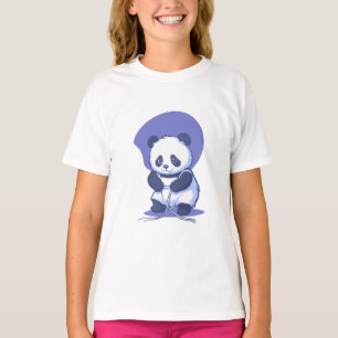 Panda Painter with Purple Beret Kids T-Shirt