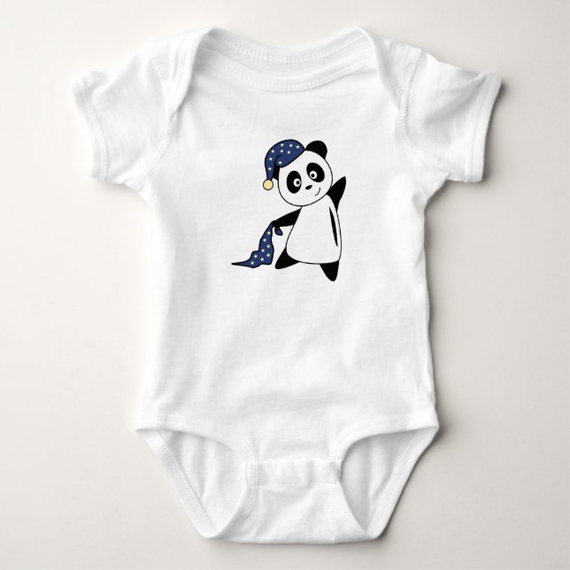 Panda Panda Bear Sleepyhead Bear Baby Bodysuit (Front)