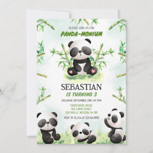 Panda Panda-monium Birthday Invitation