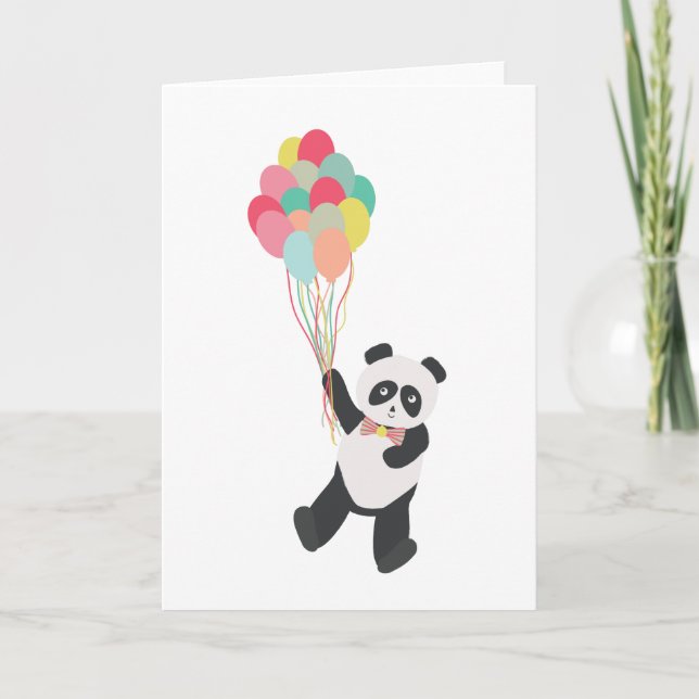 Panda Party - Birthday Panda with Balloons Card (Front)