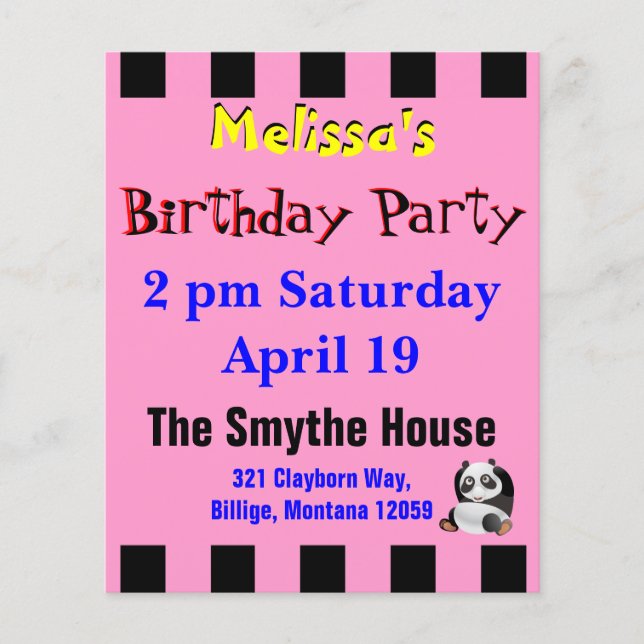 Panda Party Invitation (Front)