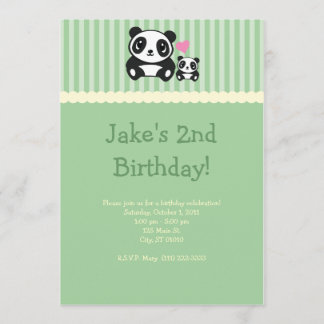 Panda Party Invitation - Green