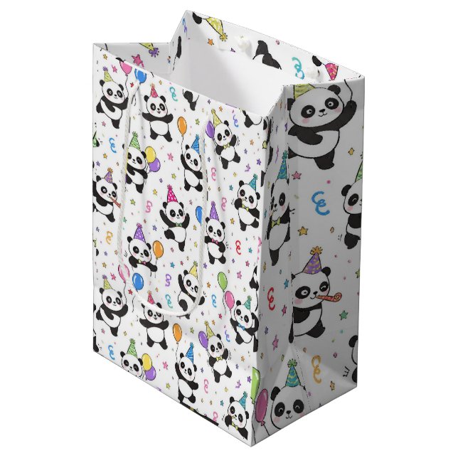 Panda Party Medium Gift Bag (Front Angled)