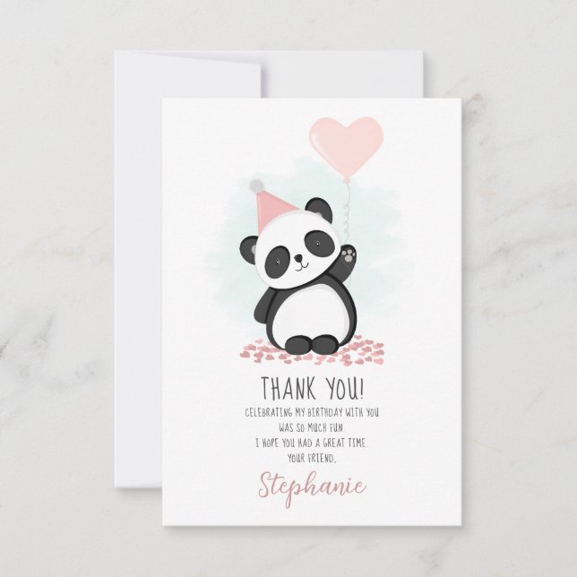 Panda Party Thank You Invitation (Front)
