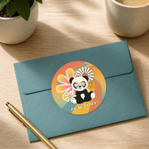 Panda Peace Out Colourful Classic Round Sticker