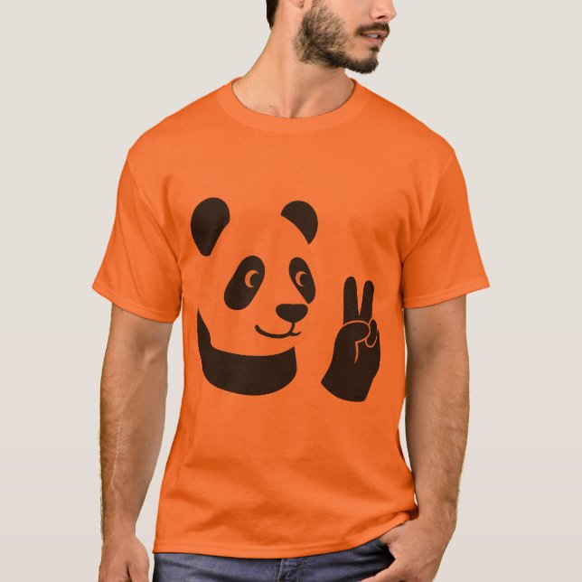 Panda Peace Sign Graphic T-Shirt (Front)