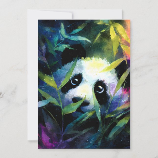 Panda Peeking Bamboo Watercolor Announcement (Front)
