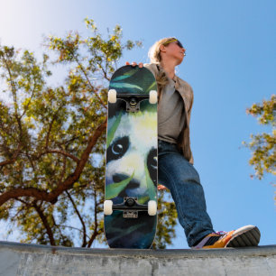 Panda Peeking Bamboo Watercolor Skateboard