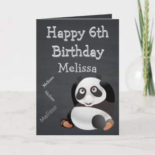 Panda Personalised Name Kid's Birthday Chalkboard Card