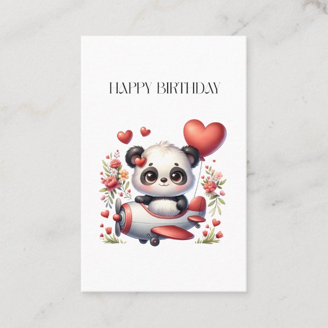 Panda Pilot Birthday Business Card (Front)